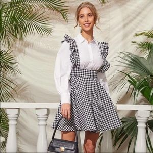 Shein Ruffle Strap Gingham Suspender Dress XS